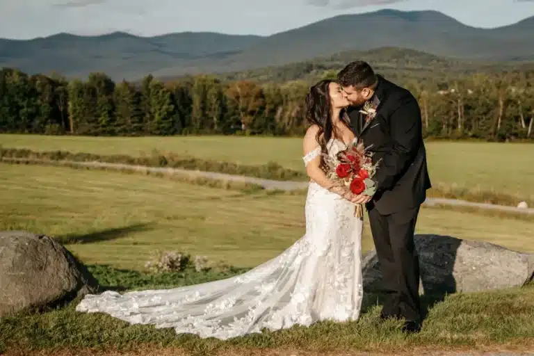 Couples kissing in fields