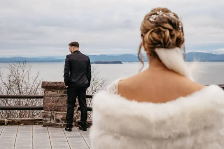 Bride and groom not facing the camera | Love in Focus