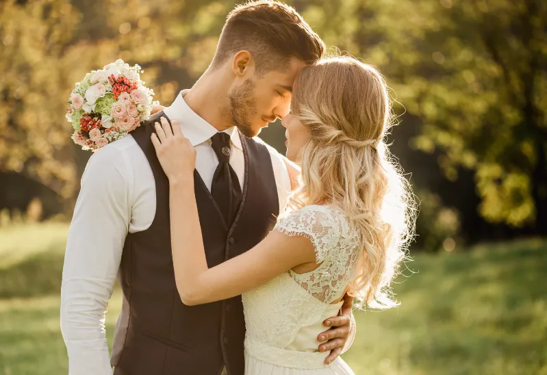 Couple in outdoor wedding photography