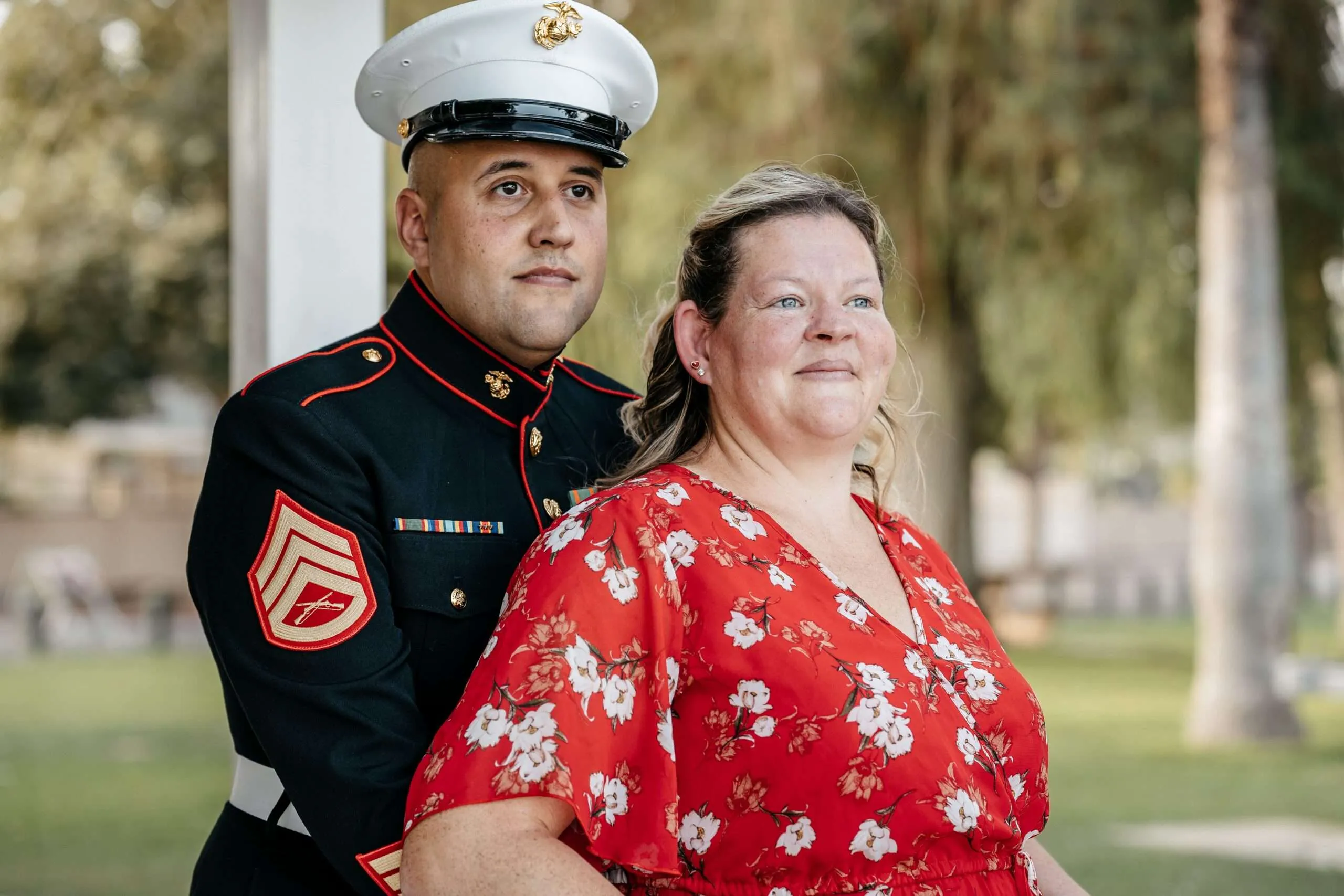 Couple posing for an engagement photo shoot.